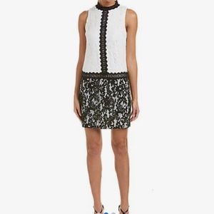 Maggie London Black & Ivory Lace Sleeveless Shift Dress